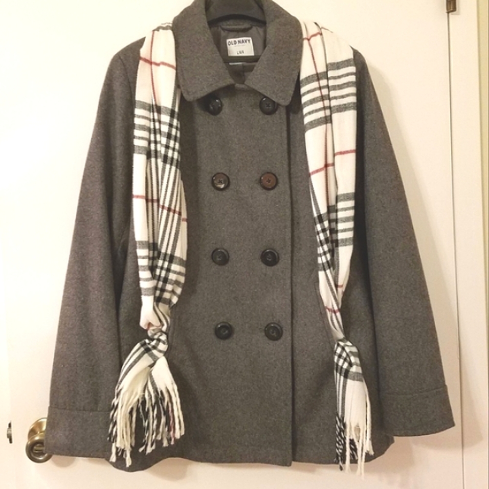⛄️ EUC! Old Navy double-breasted gray wool blend pea coat